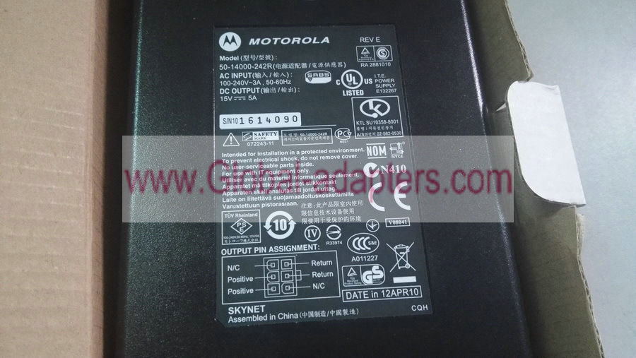 NEW 15V 5A AC/DC Adapter Power For Motorola Symbol 50-14000-242R